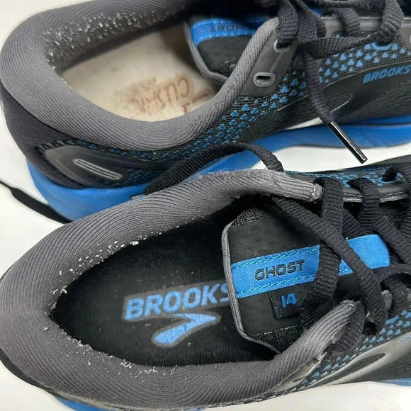 Brooks Sneakers Ghost 14 Running Shoes Athletic Shoe Black Blue Mens 8.5 Wide
